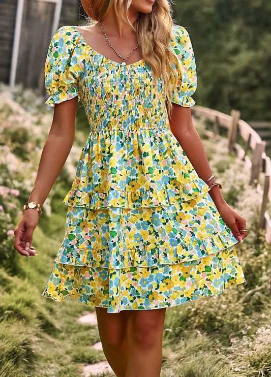 Floral Smocked Off Shoulder Dress | JQ Clothing Co.