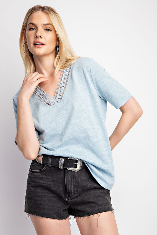 Lace Trim Short Sleeve T-Shirt | JQ Clothing Co.