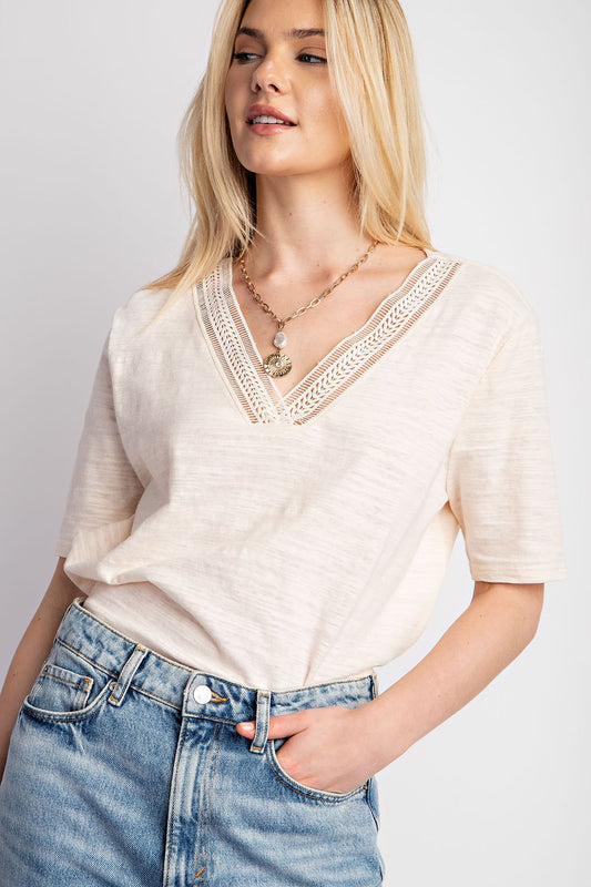 Lace Trim Short Sleeve T-Shirt | JQ Clothing Co.
