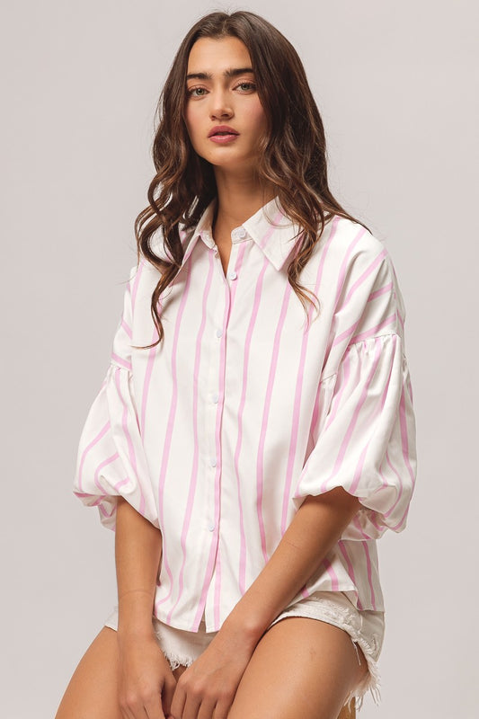 Drop Shoulder Striped Blouse | JQ Clothing Co.
