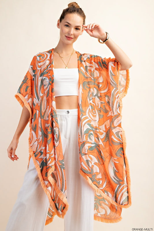 Bohemian Viscose Kimono w/Fringe