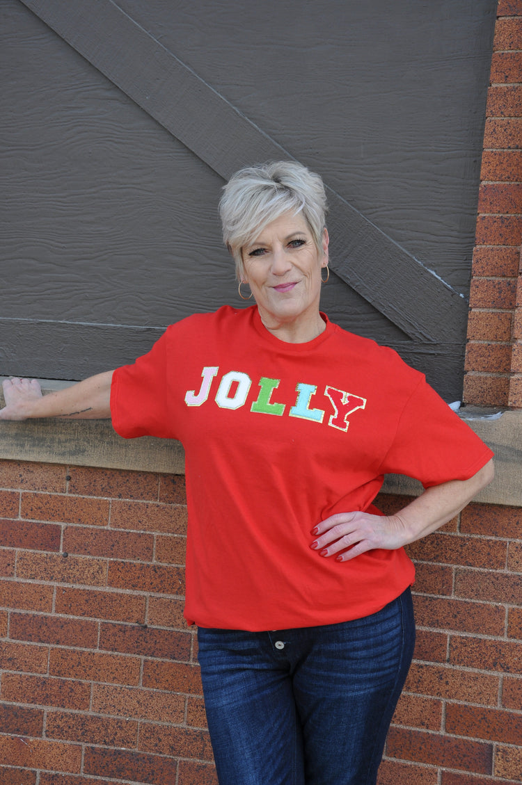 Chenille Lettering 'Jolly' Graphic Tee