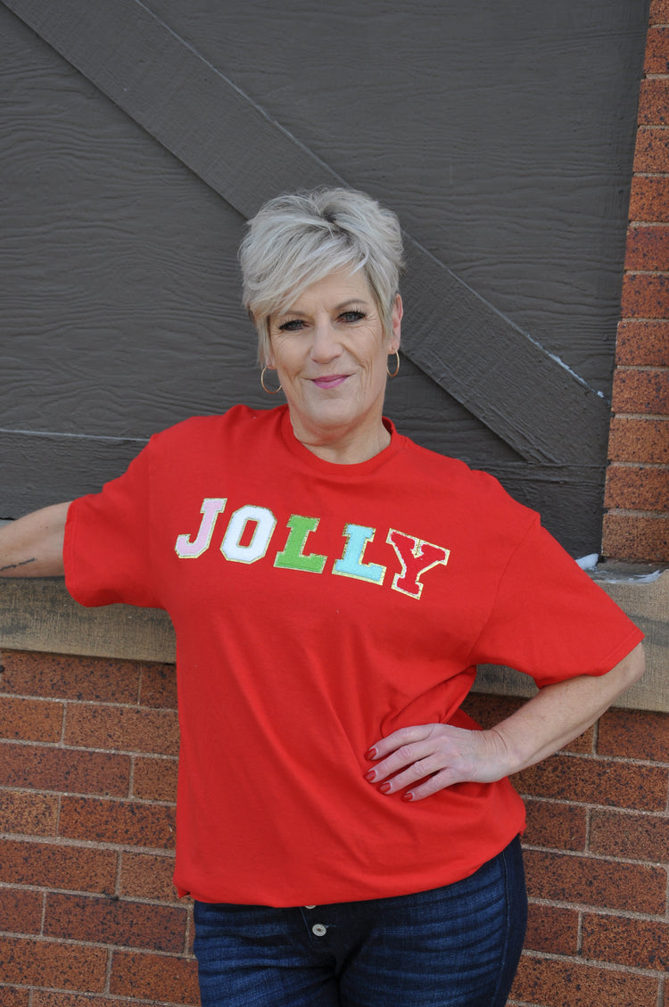 Chenille Lettering 'Jolly' Graphic Tee