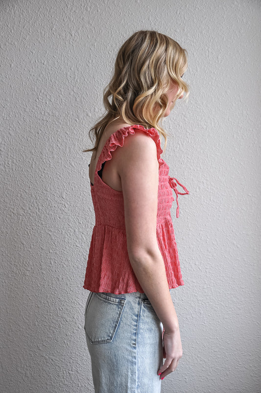Cherry Red Gingham Tank Top