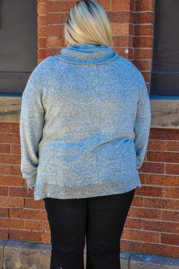 Curvy Cowl Neck Long Sleeve Sweater