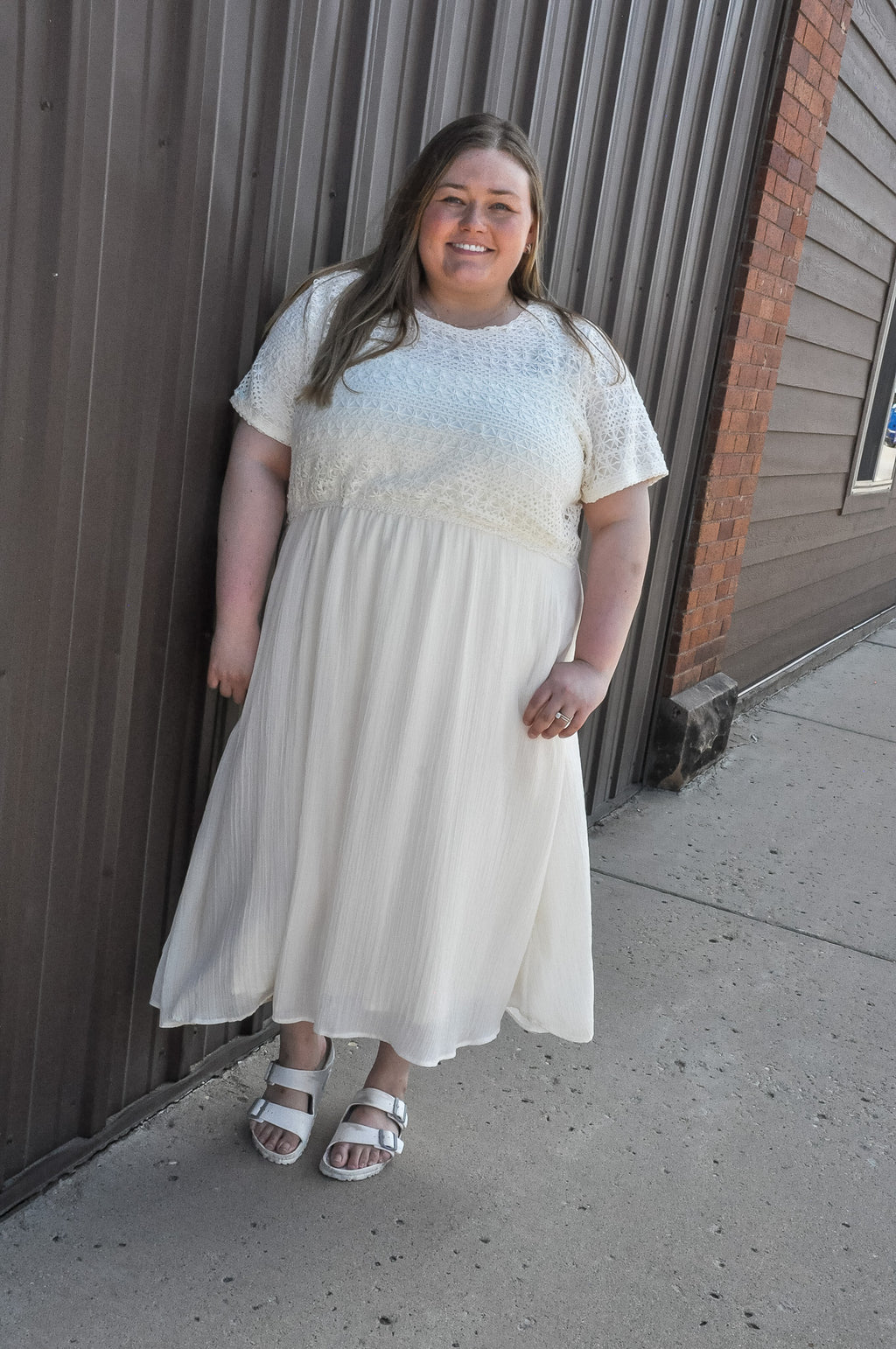 Curvy Crochet Mix Media Midi Dress