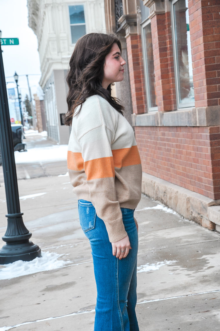 Orange Creamsicle Colorblocked Sweater