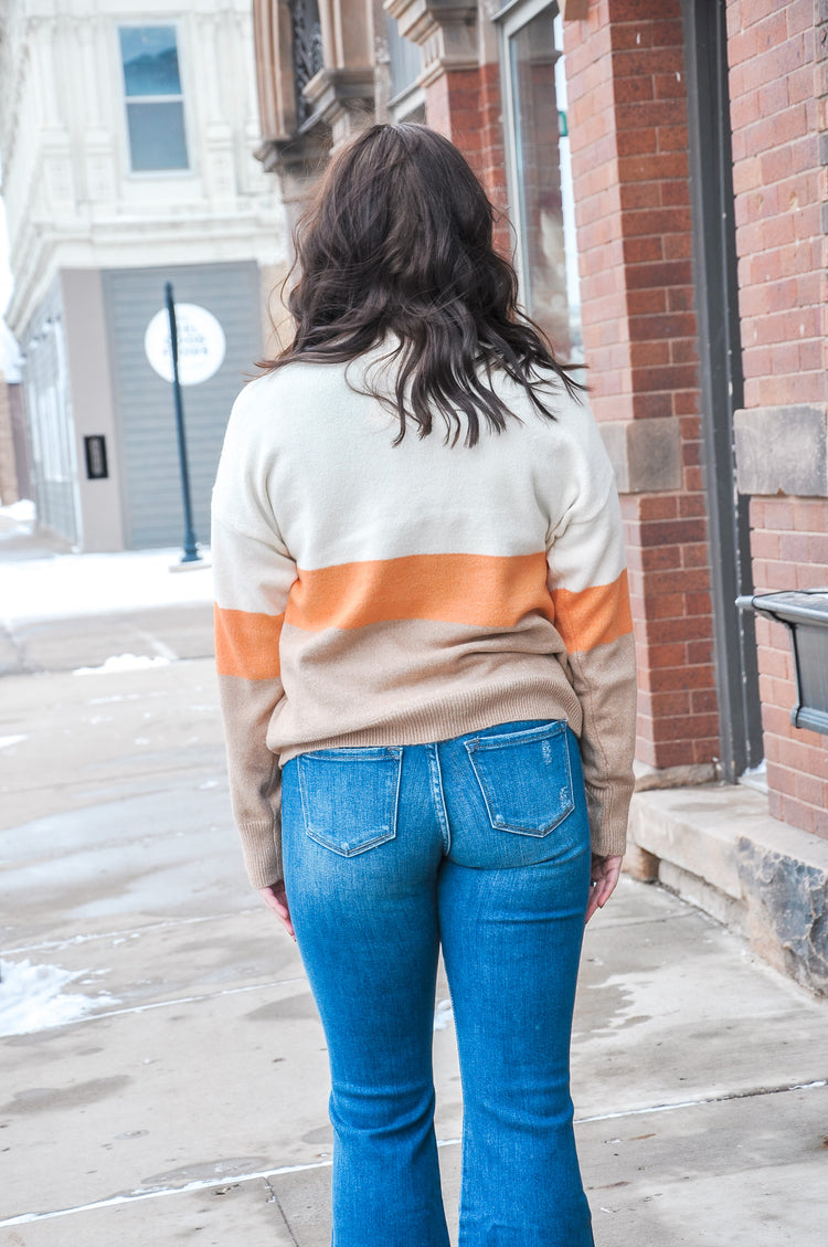 Orange Creamsicle Colorblocked Sweater