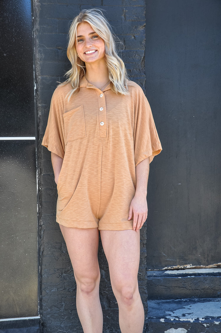 Oversize Button Up Collated Romper