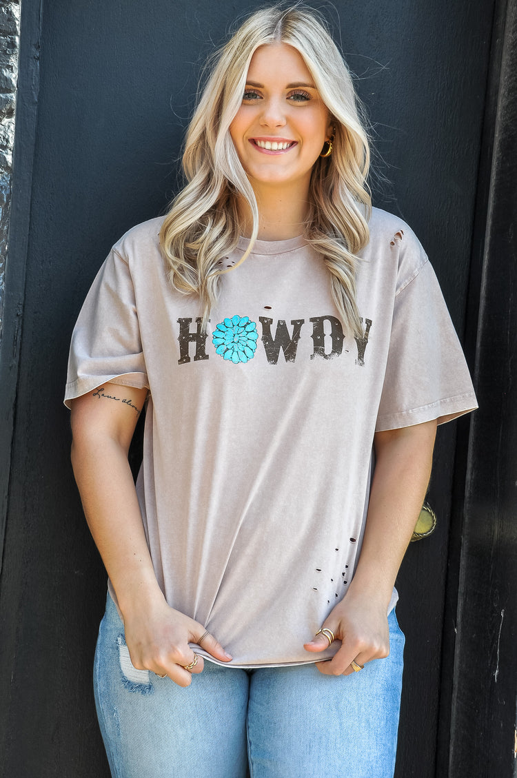 The Howdy Turquoise Graphic Tee