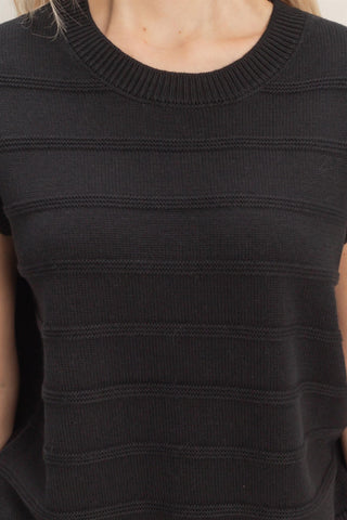 Textured Round Neck Dolman Sleeve Top