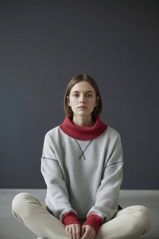 Wide Ribbed Collared Neck Cape Sweatshirt