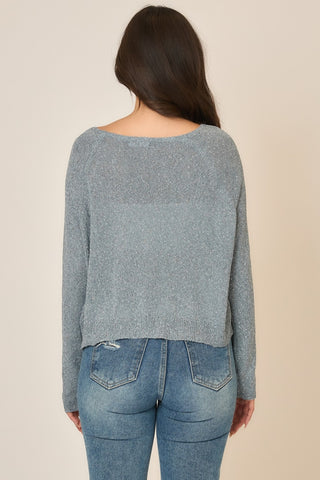 Light Knit Mélange Boat Neck Sweater