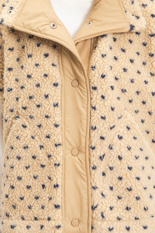 Polka Dot Sherpa Button-Front Sleeveless Vest