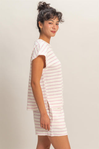 Striped Round Neck SS Top