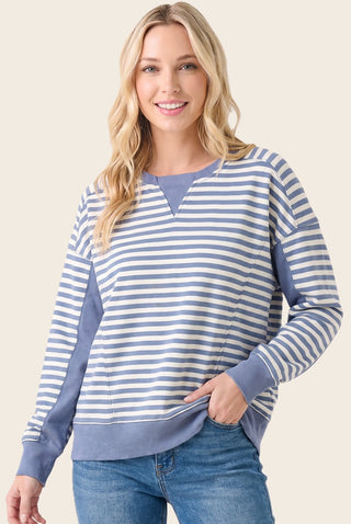 Color Blocked Striped Sweatshirt