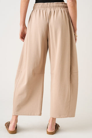 French Terry Pull-on Barrel Leg Pants