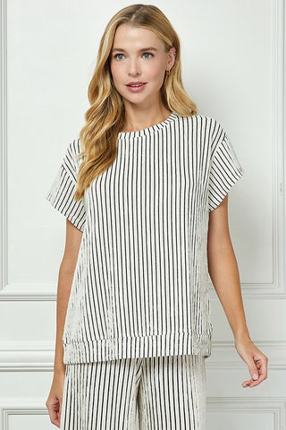 Stripe Cropped Wide-Leg Pan Set
