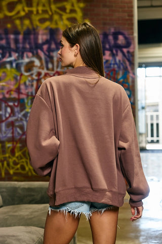 'Howdy' Applique Mock-Neck Sweatshirt