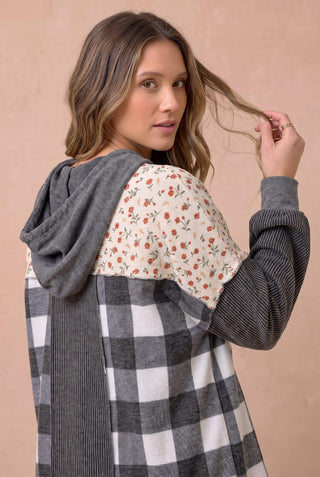 Curvy Fireside Floral Hoodie