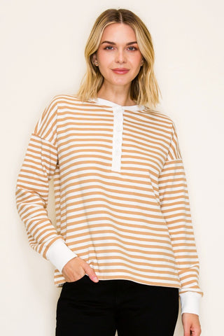 Half Button Striped Sweatshirt
