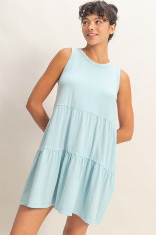 Sleeveless Crewneck Tiered Mini Dress