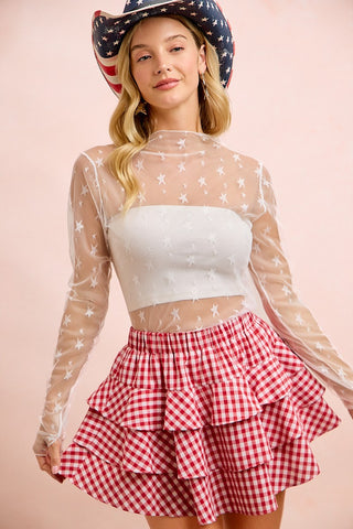 Star Mesh High Neckline Top
