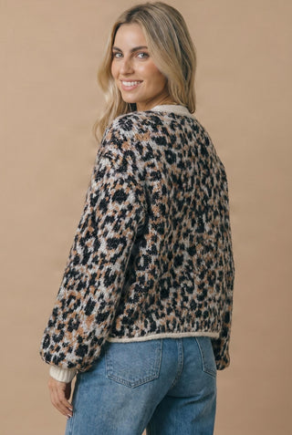 Scoop Neck Leopard Cardigan
