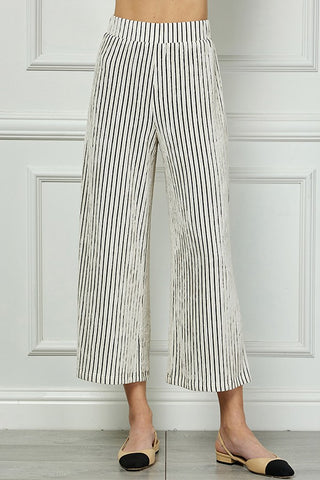 Stripe Cropped Wide-Leg Pan Set