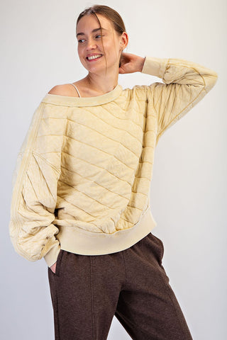 Dandelion Quilted Off Shoulder Pullover