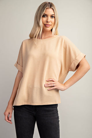 Round Neck Dolman Knit Top