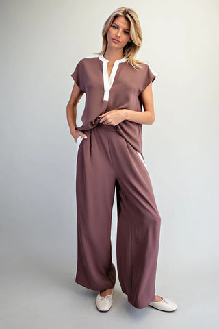 Side Stripe Wide Leg Pants & Top Set