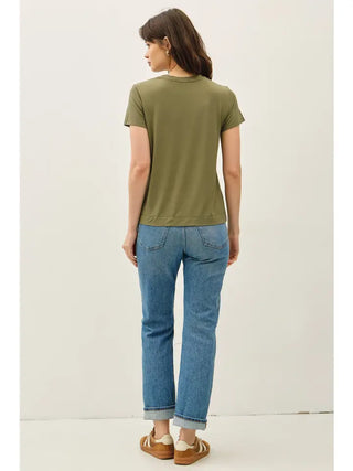 Bamboo Modal Basic Round Neck T-Shirt in Olive