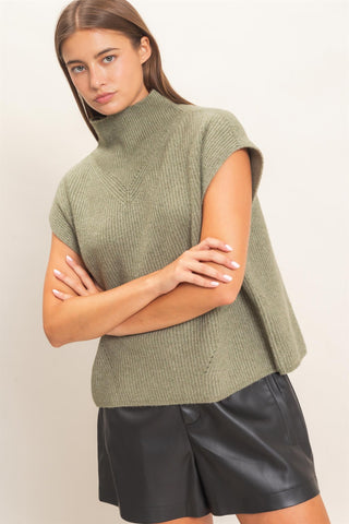 Sleeveless High Neck Sweater