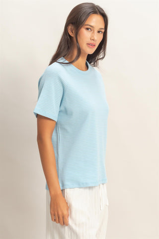 Textured Striped Raglan Sleeve Tee