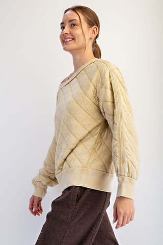 Dandelion Quilted Off Shoulder Pullover
