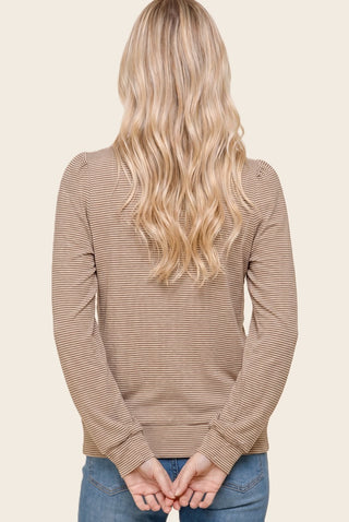 Micro Brushed Pinstripe Puff Sleeve Top