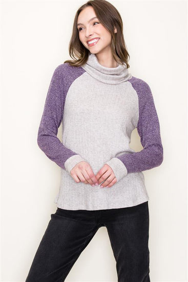 Purple Sleeve Cowl Neck Top | JQ Clothing Co.