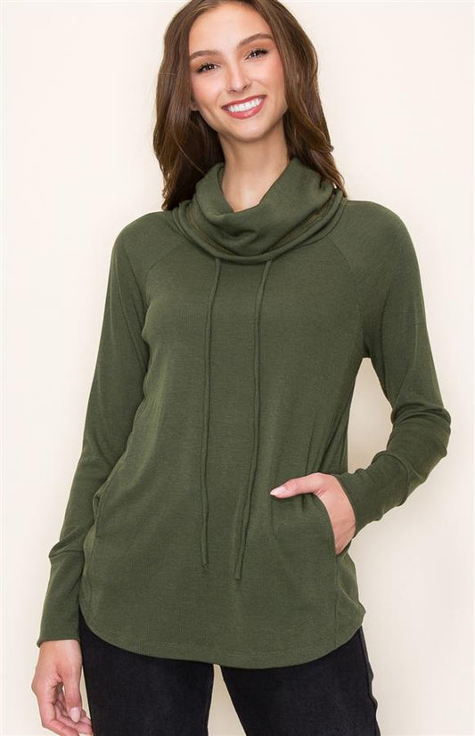 Classic Cowl Neck Olive Top | JQ Clothing Co.