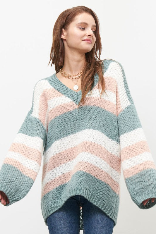 Big Sleeved Striped Sweater | JQ Clothing Co.