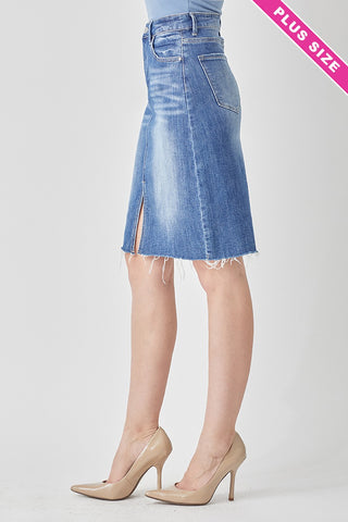 Curvy HR Pencil Skirt W/Front Slit