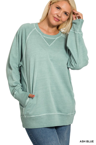 Curvy Pigment Dyed French Terry Pullover