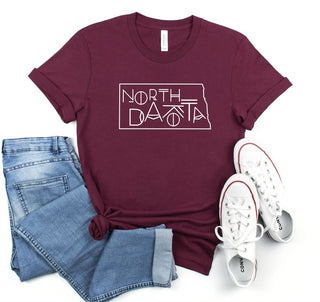 North Dakota Line Font Graphic Tee | JQ Clothing Co.