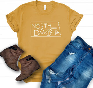 North Dakota Line Font Graphic Tee | JQ Clothing Co.