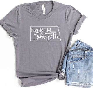 North Dakota Line Font Graphic Tee | JQ Clothing Co.