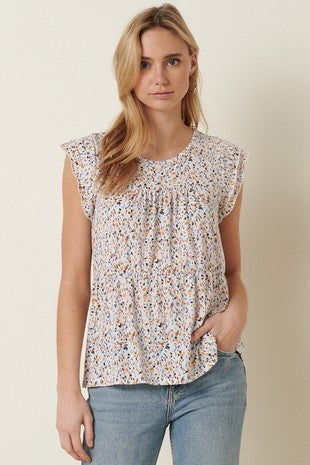 Double Ruffle Abstract Top