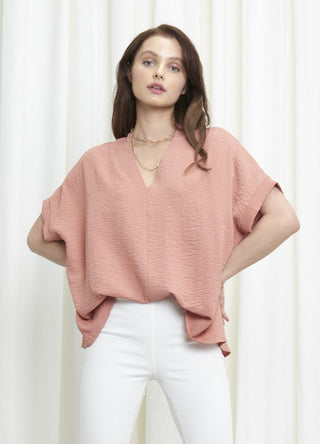 Solid Dolman Short Sleeve Top