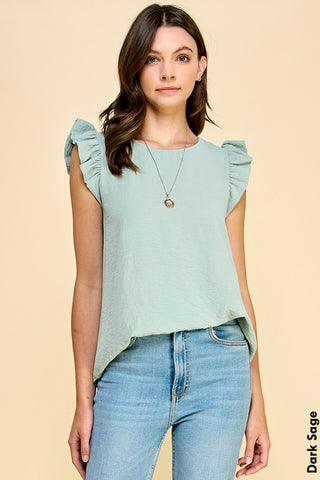 Ruffle Sleeve Basic Blouse | JQ Clothing Co.