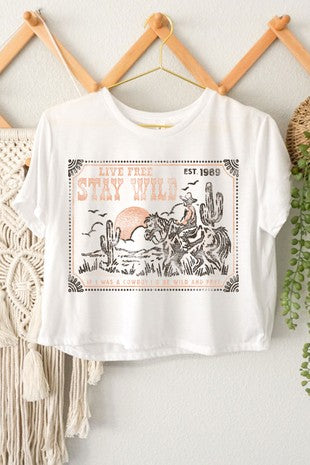 "Stay Wild Live Free" Graphic Crop Top | JQ Clothing Co.