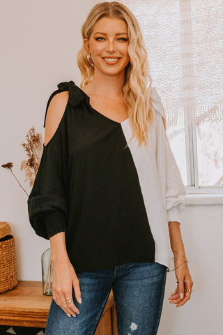 Asymmetrical Split Cold Shoulder Top | JQ Clothing Co.